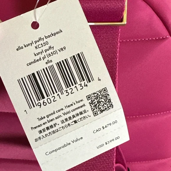 Kate Spade New York Ella puffy backpack candied pink NWT Authentic - Picture 6 of 9